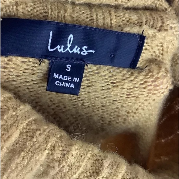 Lulus Sz S Its Groovy Crochet Arm Sweater Dress Mustard Yellow Acrylic Retro - Picture 7 of 9